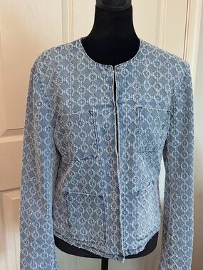 Bagatelle Collection Light Blue Textured  Women's Denim Jacket Blazer Small
